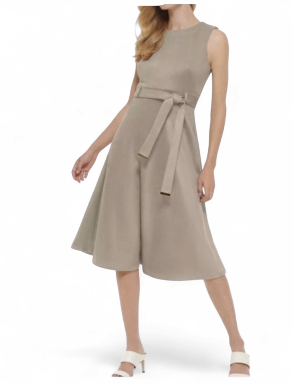 Calvin Klein Sleeveless Belted Midi Dress